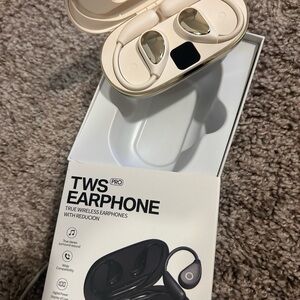 TWS Pro True Wireless Earphones - Cream and Silver